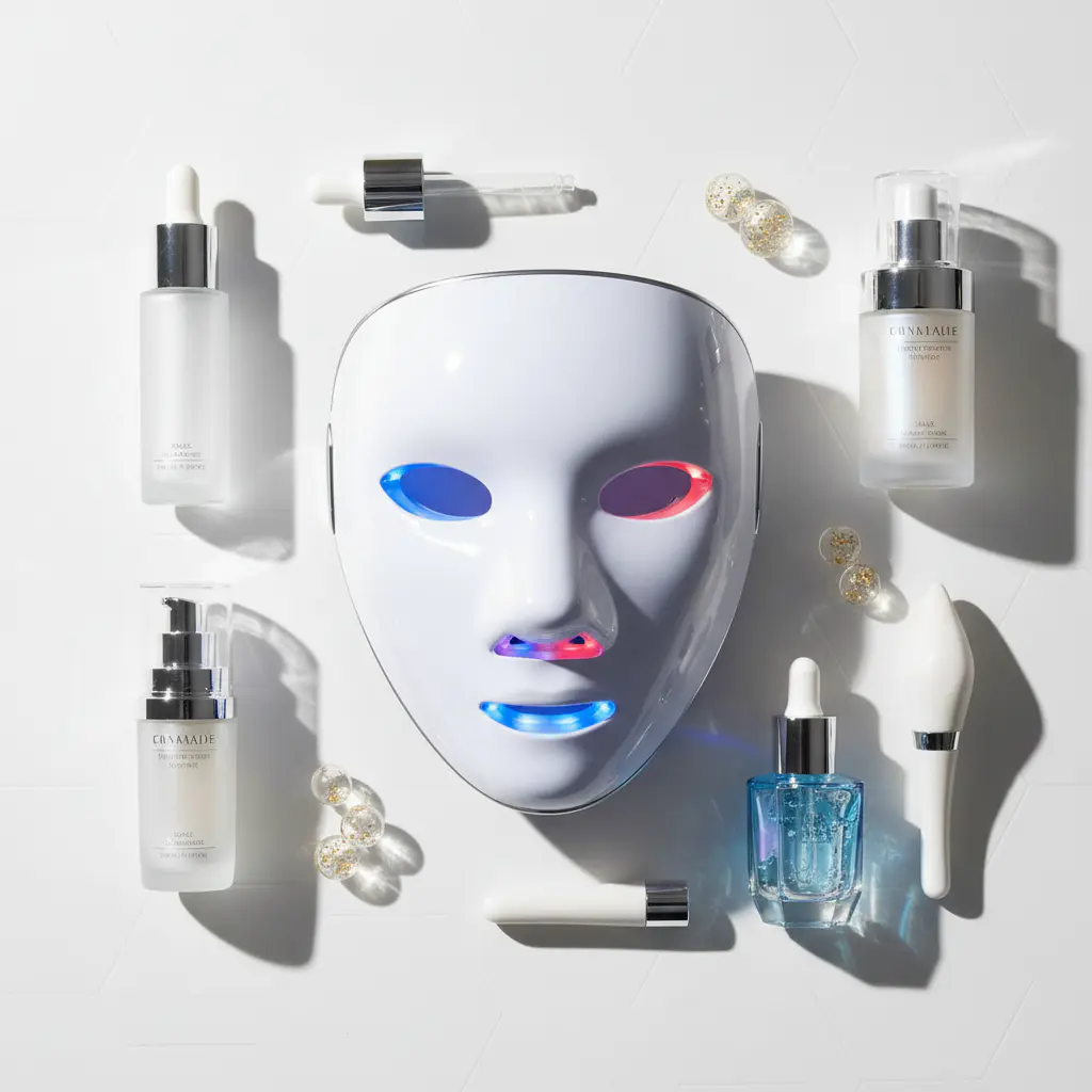 Premium skincare flatlay